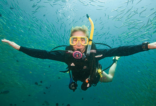 diver with fish