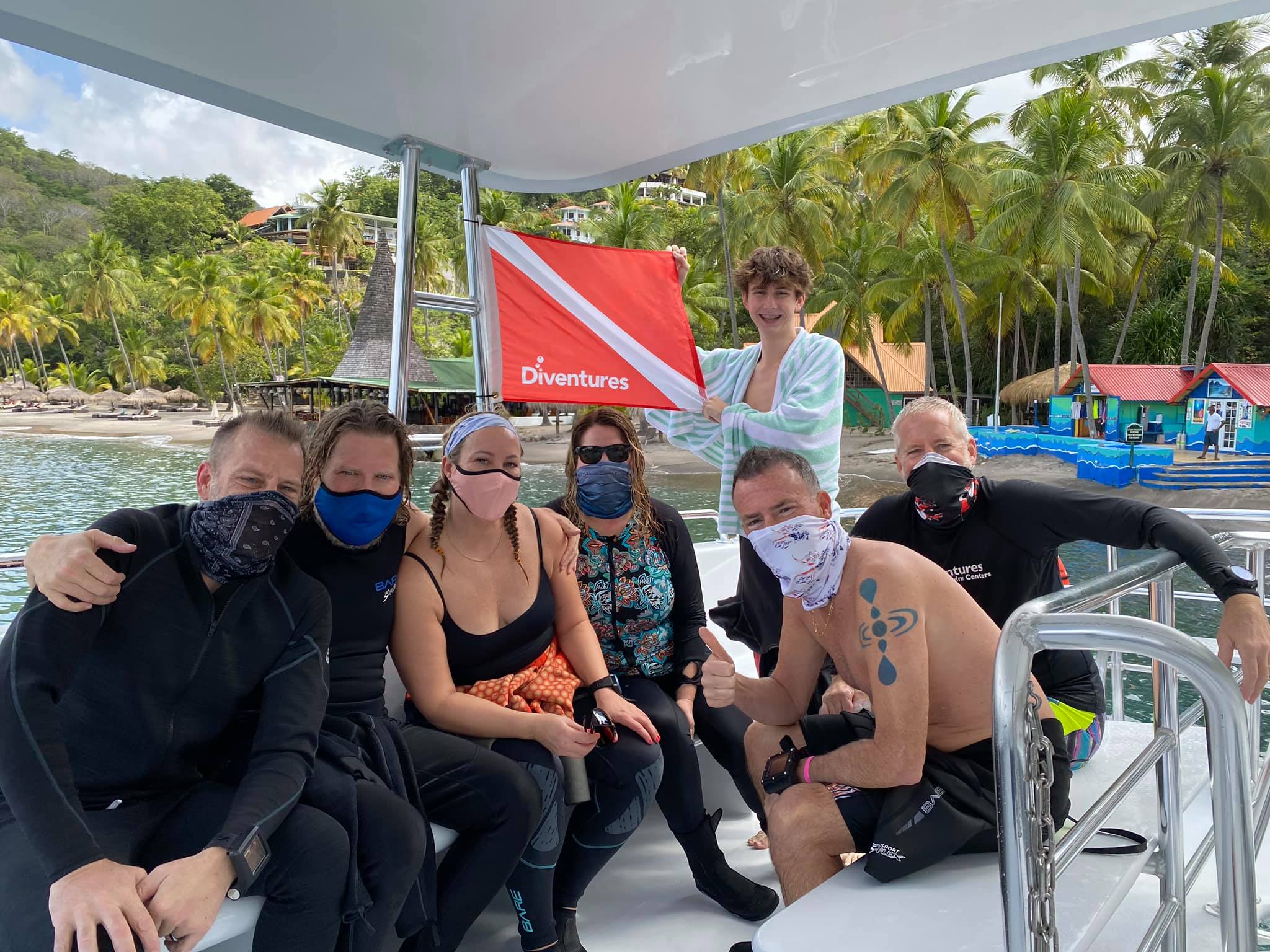 St. Lucia Scuba diving group on boat