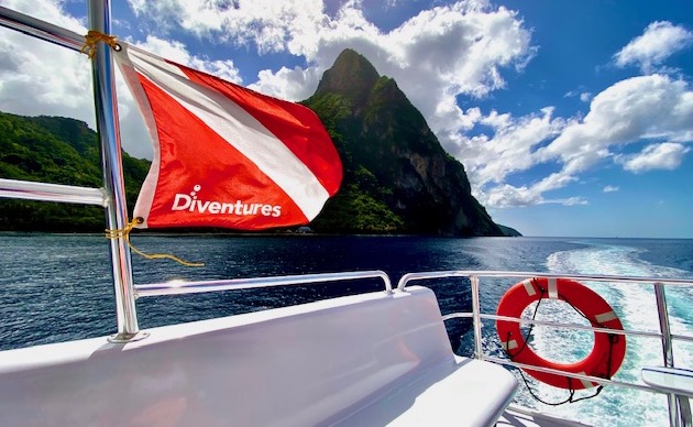 Diventures Dive Flag with Jade Mt