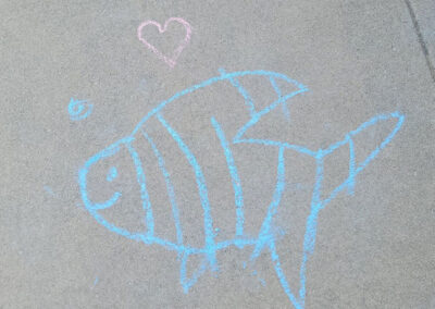Homeschool H20 – Chalk Drawing Blue Fish and Heart