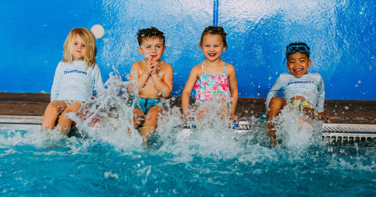 swim kids kick splashing